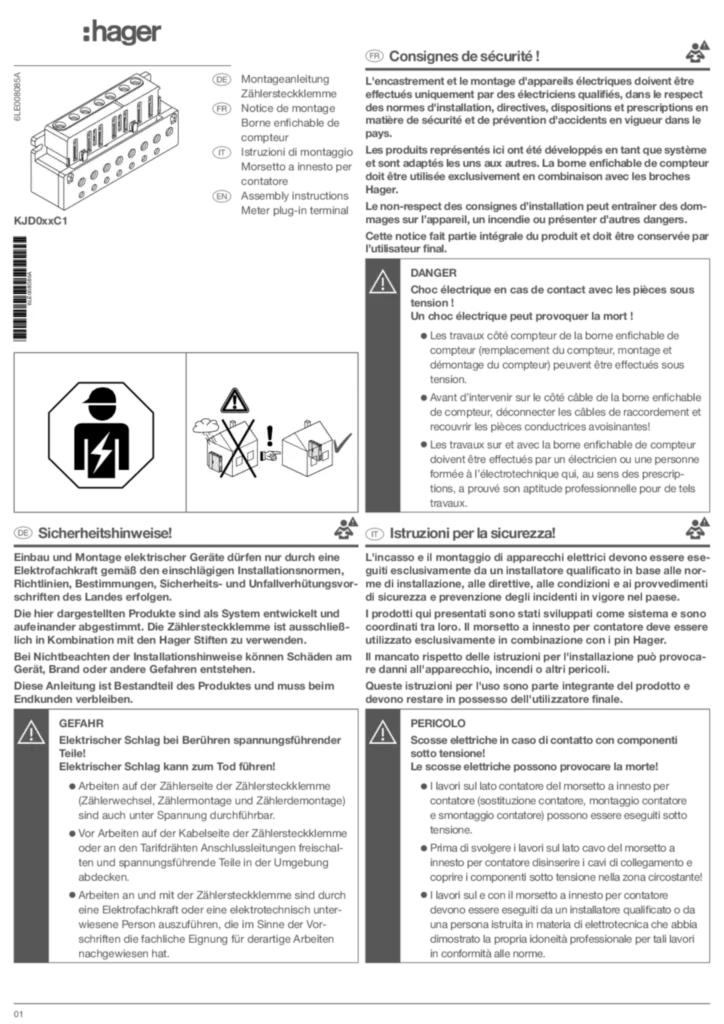 Bild 6LE008085A_MOA_Zaehlersteckklemme_78807 | Hager Schweiz