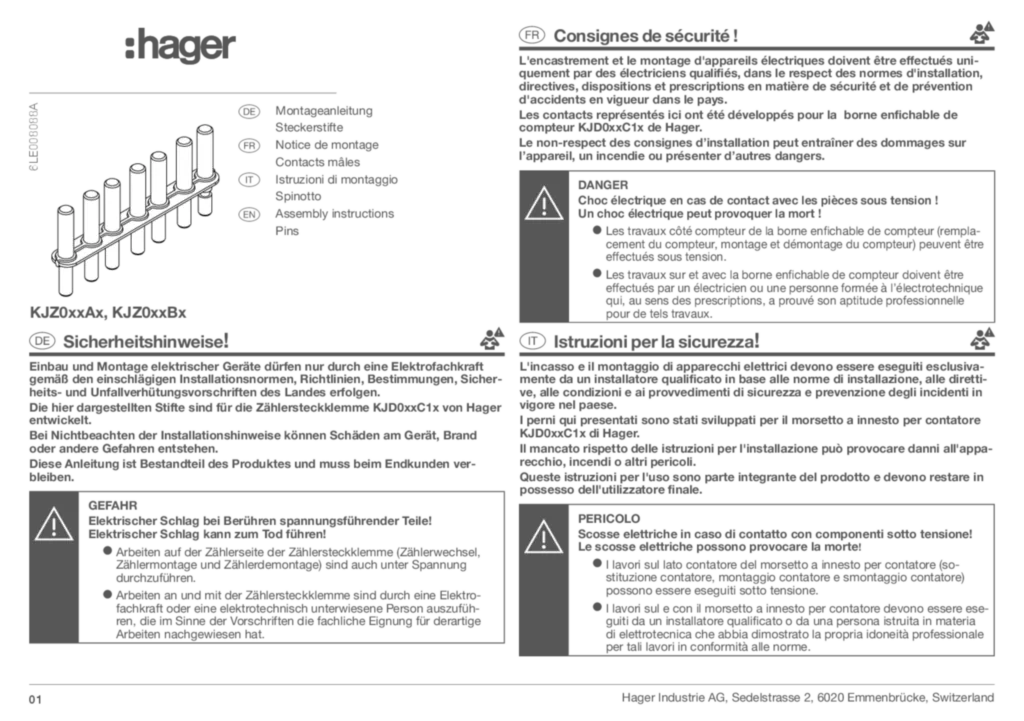 Bild 6LE008088A_MOA_Zaehlersteckklemme_Steckerstifte_78810 | Hager Schweiz