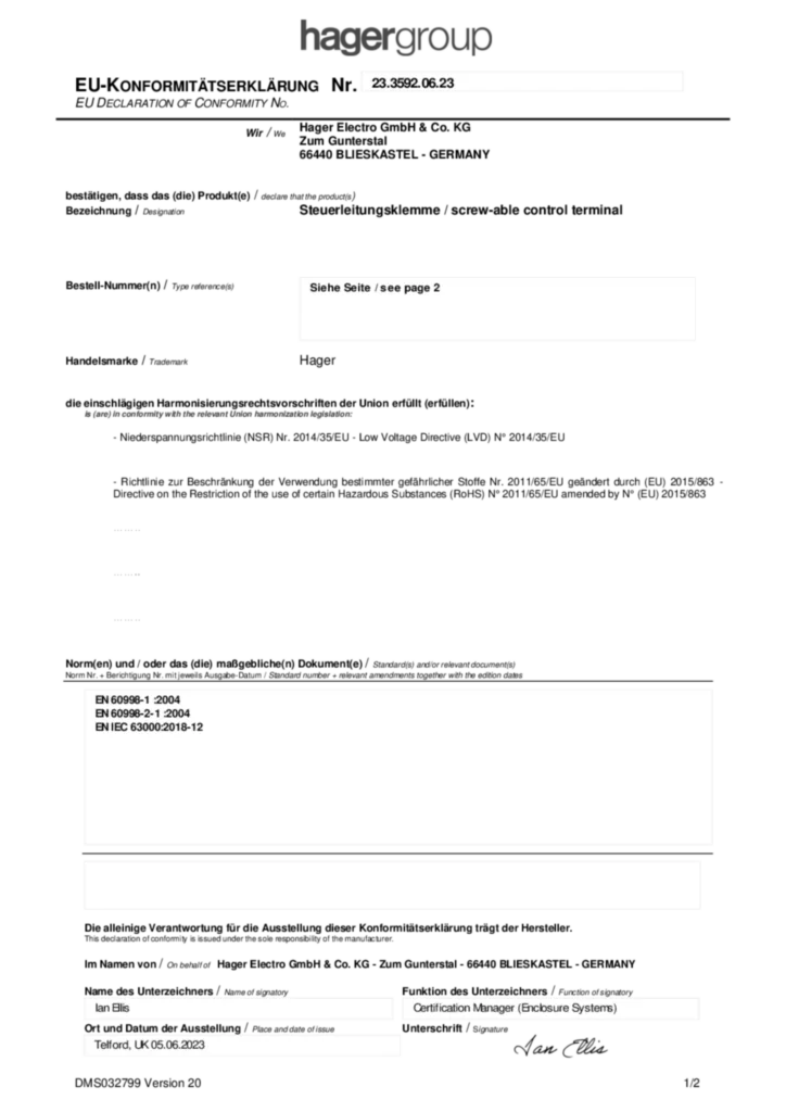 Bild Declaration | Hager Schweiz