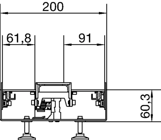 BKB200601 - Canal de sol tehalit BKB inférieure avec brosse 200×60×2000mm