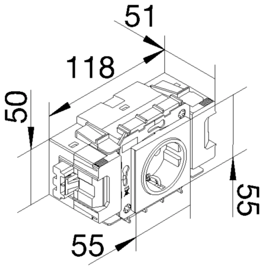 GS10019011 - SCHUKO Steckdose 1-fach Wago Winsta Frontrastend graphitschwarz, Brüstungskanäle