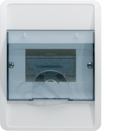VF104TVA - Small distributor,cosmos,flush,1row,4M,IP40,MS-terminal,N+PE,transparent door