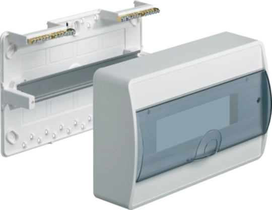 VS112TVA - Small distributor,icos,surface,1row,IP40,12M,MS-terminal,N+PE,transparent door