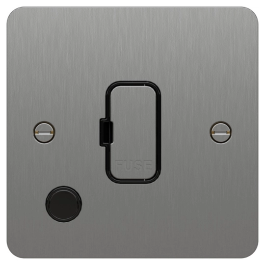 WFSU83FOBSB - 13A Unswitched FCU w/ Flex Outlet Decorative Brushed Steel Black Flat