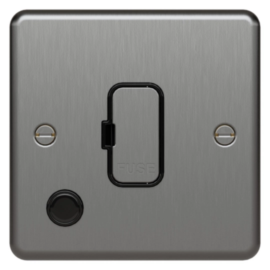 WRSU83FOBSB - 13A Unswitched FCU w/ Flex Outlet Decorative Brushed Steel Black Raised