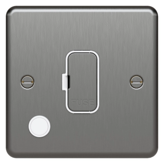 WRSU83FOBSW - 13A Unswitched FCU w/ Flex Outlet Decorative Brushed Steel White Raised
