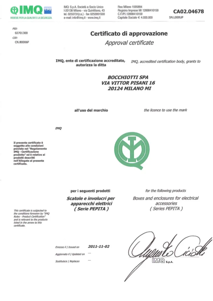 Immagine Certificato di prodotto International 2024-03-19 | Hager Italia