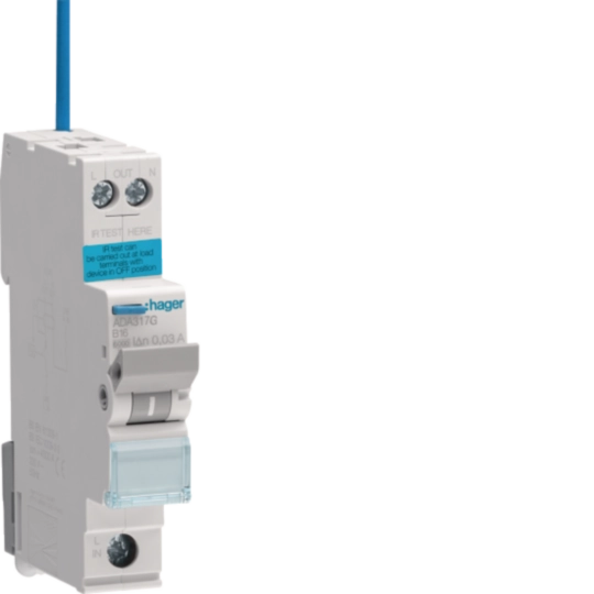 ADA317G - RCBO Electronic 1P 6kA B Curve - 16A, 30mA Type A 1M
