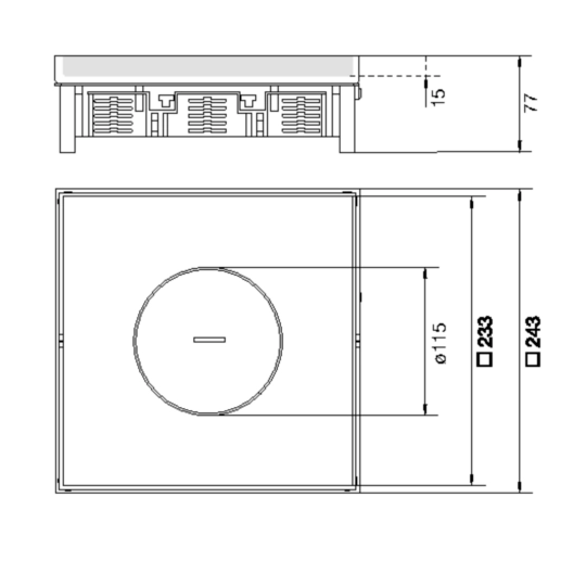 EKQ120TM15 - tehalit.VE-EE Pokrywa tubus IP54 5kN EKQ12 244x244 15mm stal nierdzewna