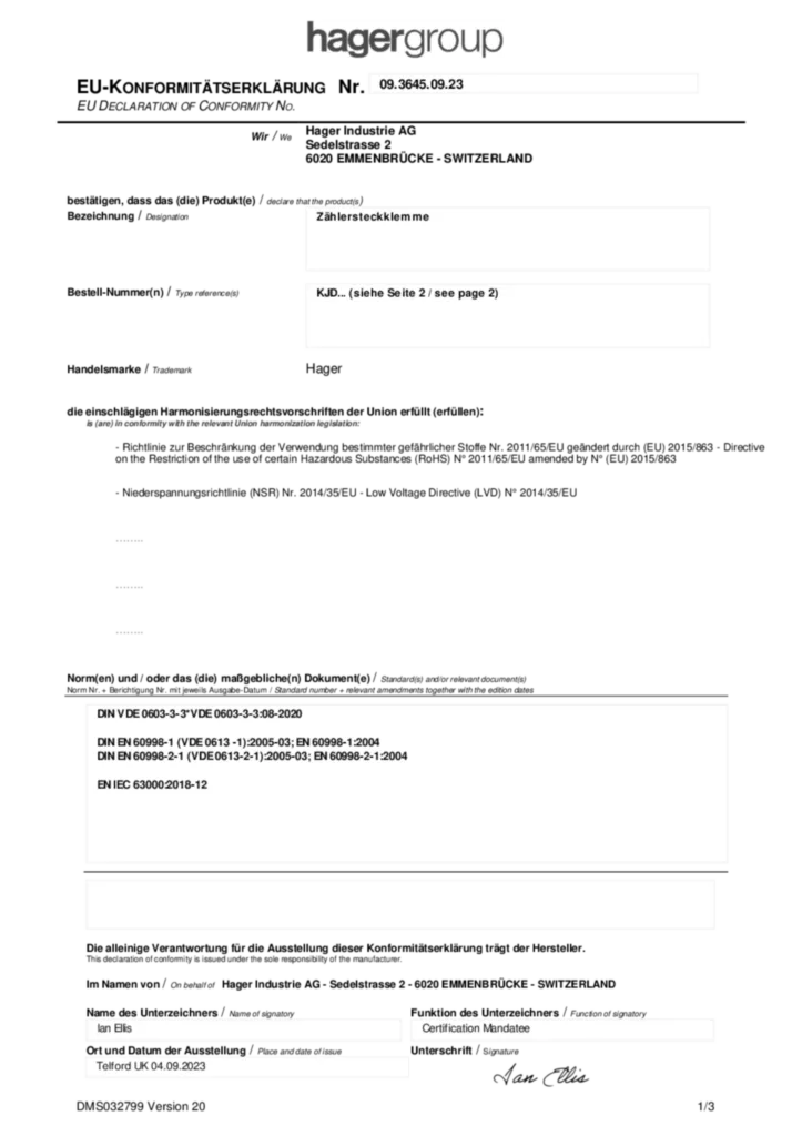 Bild Declaration | Hager Schweiz