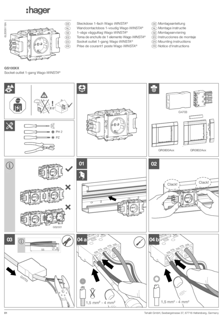 Bild Mounting instructions GS100xx | Hager Deutschland