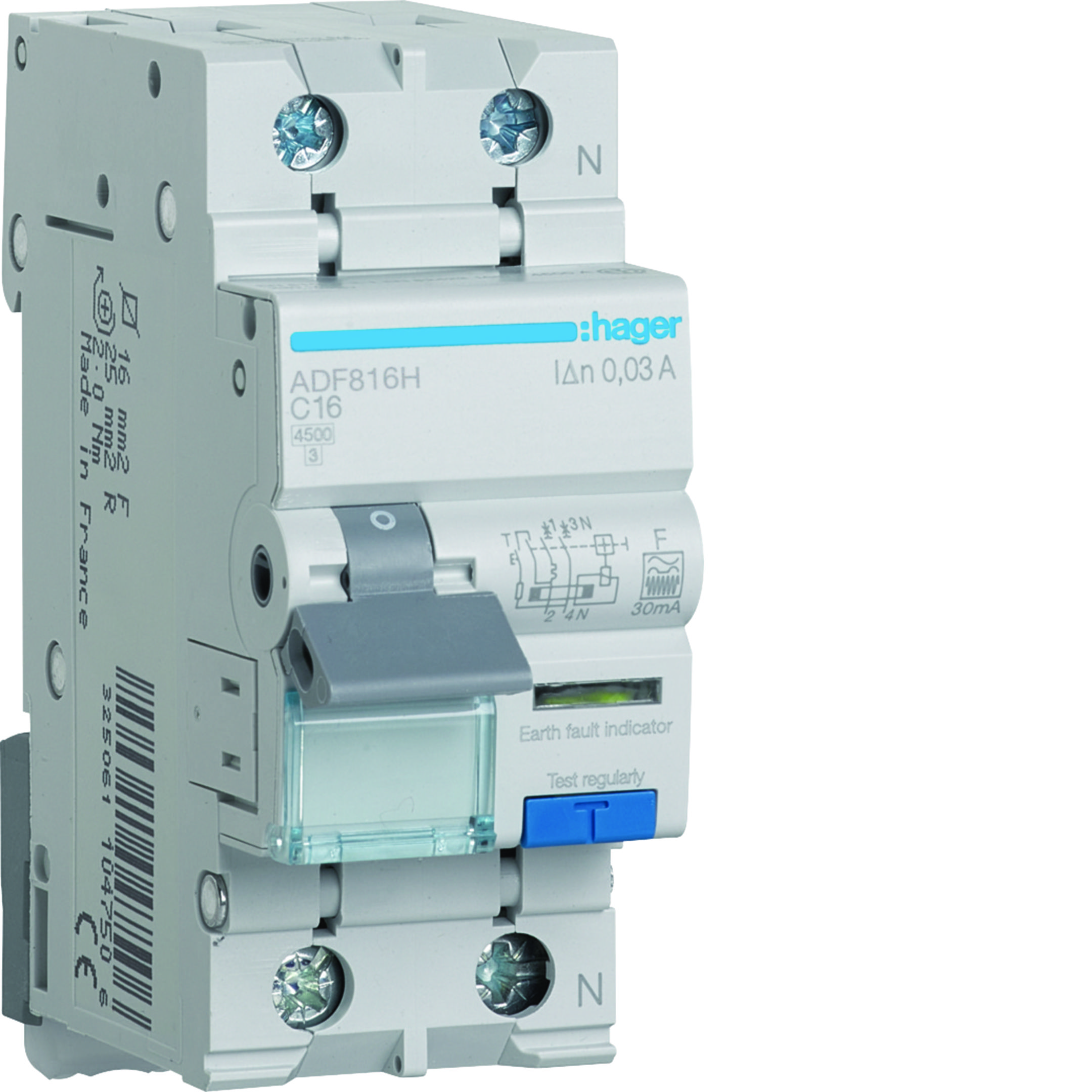 DIFF MAGN ACC 1P+N 30MA F 16A 4,5KA C 2M