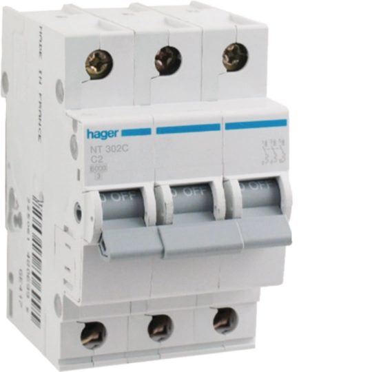 NT302C - MCB 3P 10kA C-2A 3M