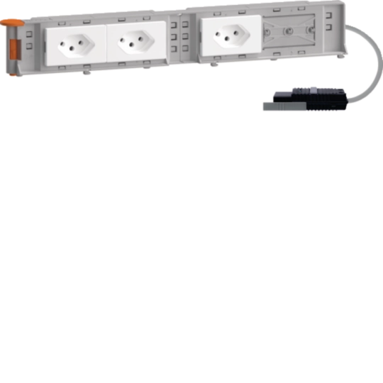 WH37970400K - Support d'appareils Hager BKG 3×type 13 10A 250V 60×342mm câble rond blanc