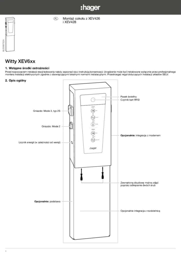Zdjęcie Installation Manual XEV426 - XEV427 | Hager Polska