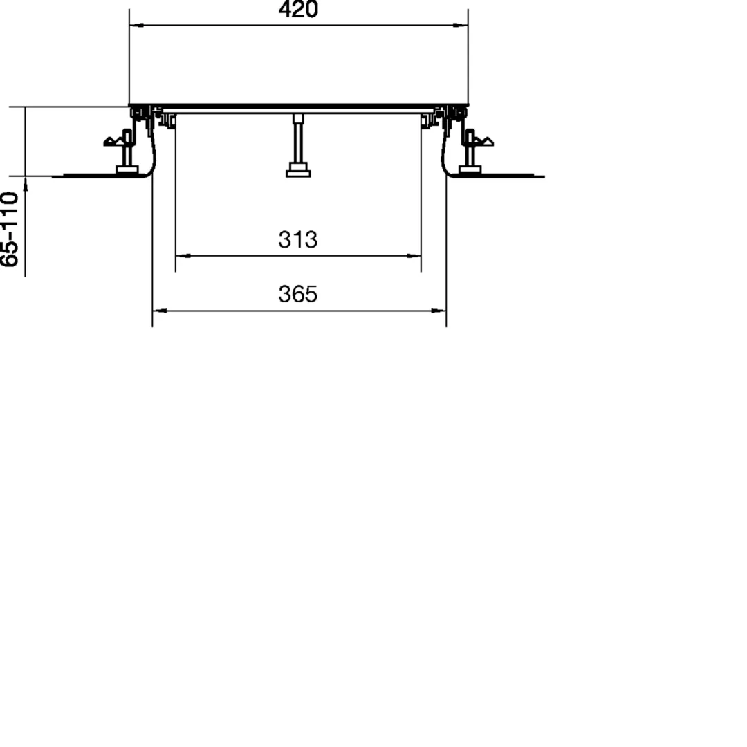 BKFD400065 - Bodenkanal estrichbündig mit Folie/Dichtmöglichkeit Stahl BKFD 400x(65-110)mm