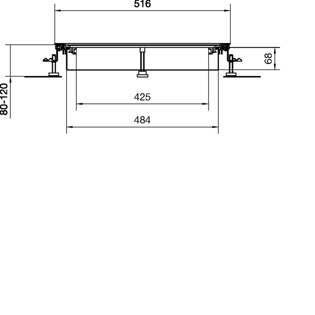 BKW500080 - Vloergoot bovenliggend open, bodembak staal 500x(80-120)mm droge reiniging