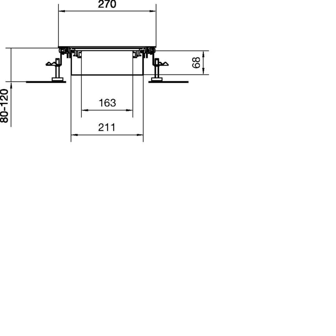 BKWD250080 - Vloergoot bovenliggend open, bodembak staal 250x(80-120)mm natte reiniging