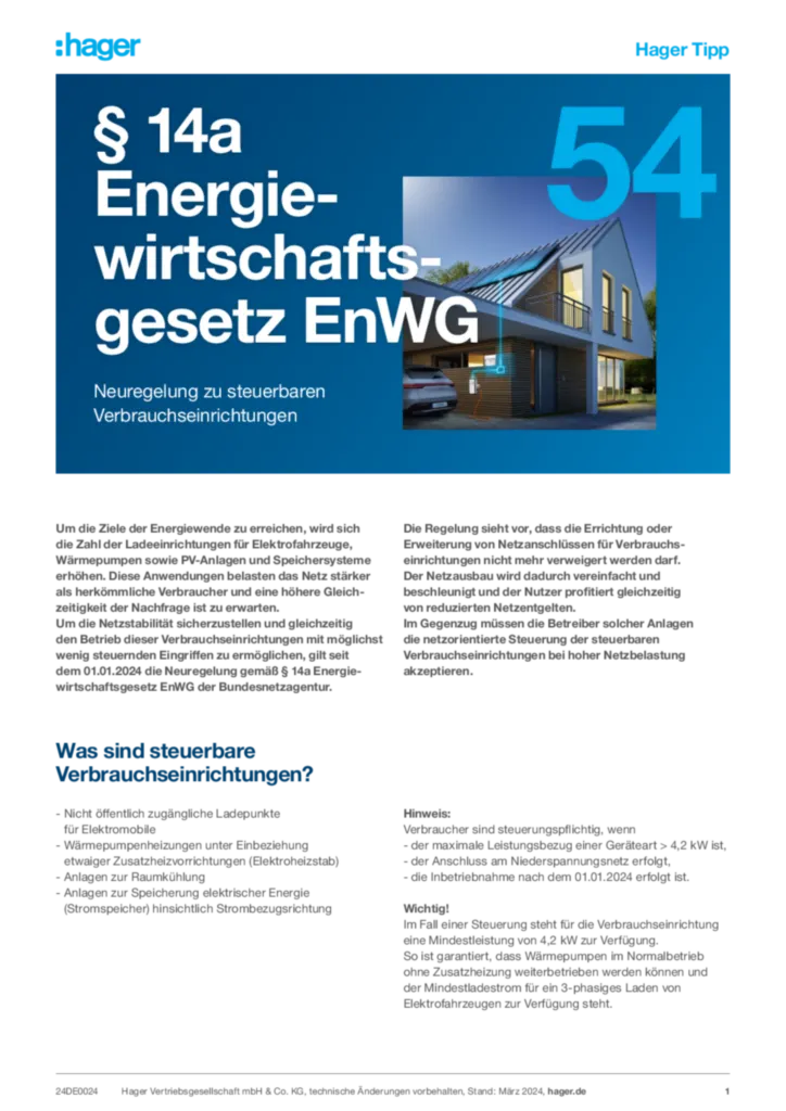 Bild $14a Energiewirtschaftsgesetz EnWG | Hager Deutschland