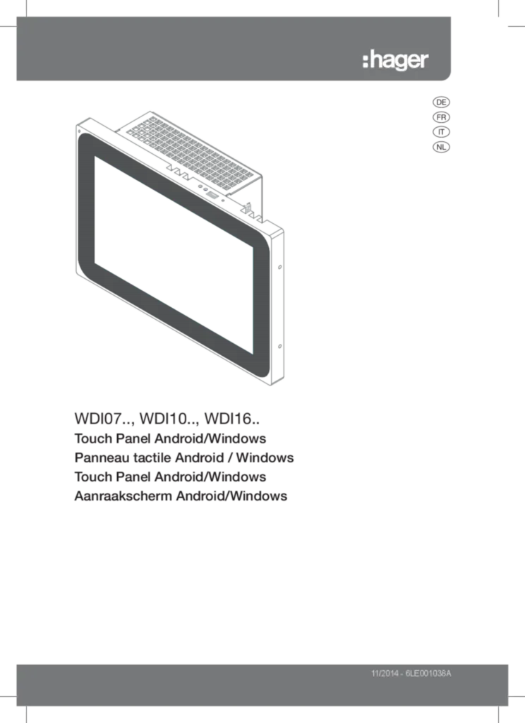 Immagine Touch panel WDI101 - Inserto tecnico | Hager Italia