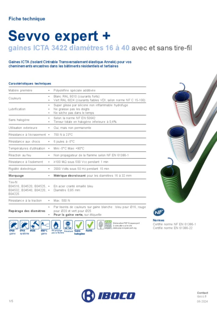 Image Fiche technique gaines ICTA 3422 Sevvo expert + | Hager France