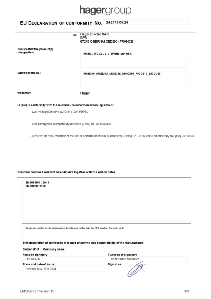 Image Déclaration de conformité en-GB 2024-05-16 | Hager Suisse