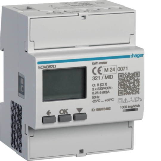 ECM382D - Energiezähler 3phasig, direkt 80A, 4M, MBUS, MID