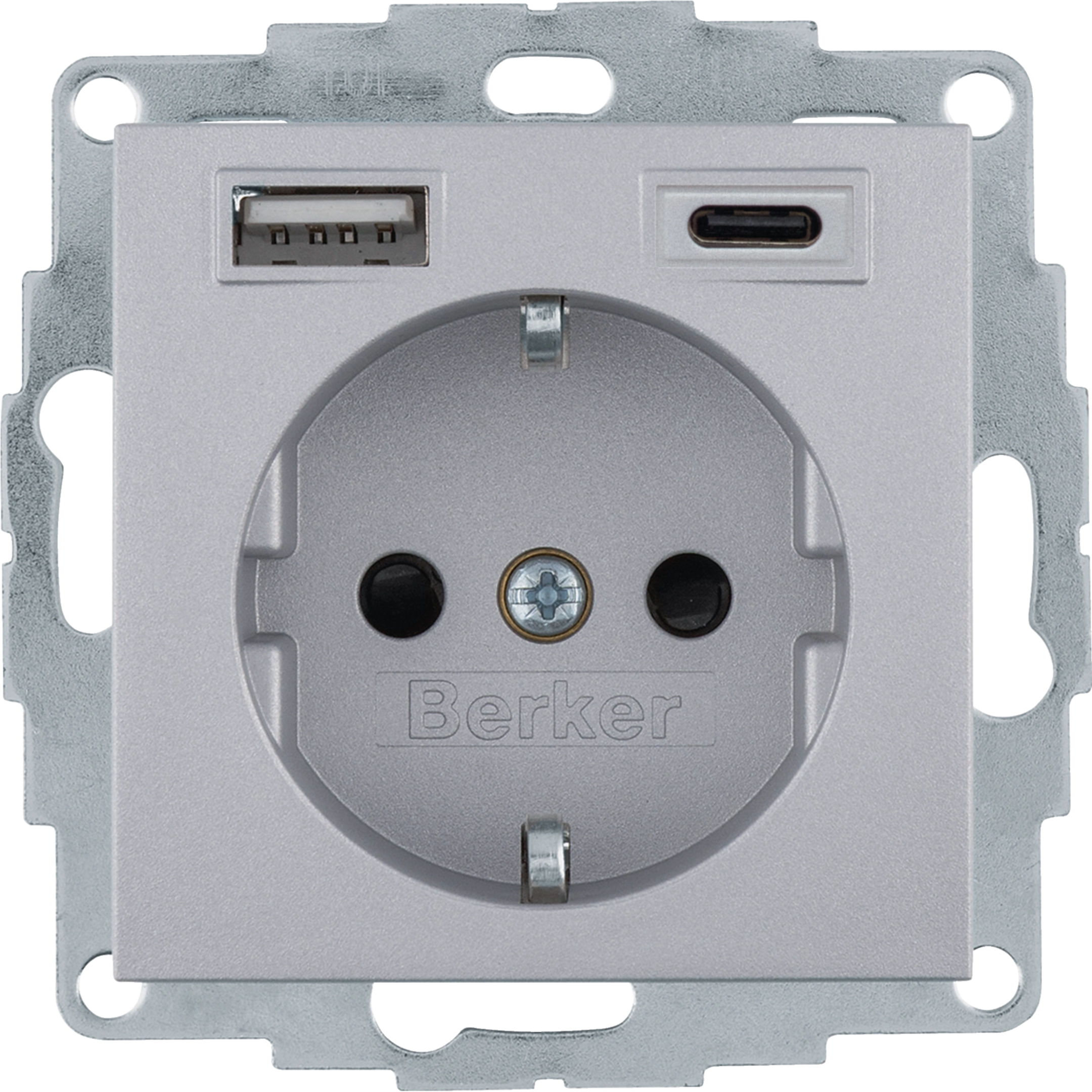 Steckdose SCHUKO/USB AC 20W PD B.3, alu matt, lackiert