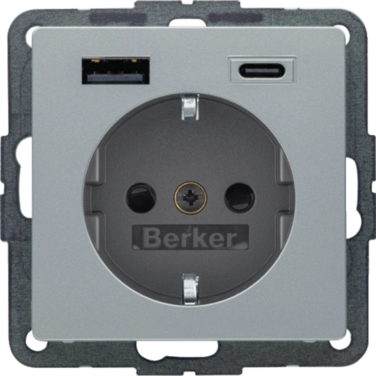 Steckdose SCHUKO/USB AC 20W PD Q.x, alu samt, lackiert