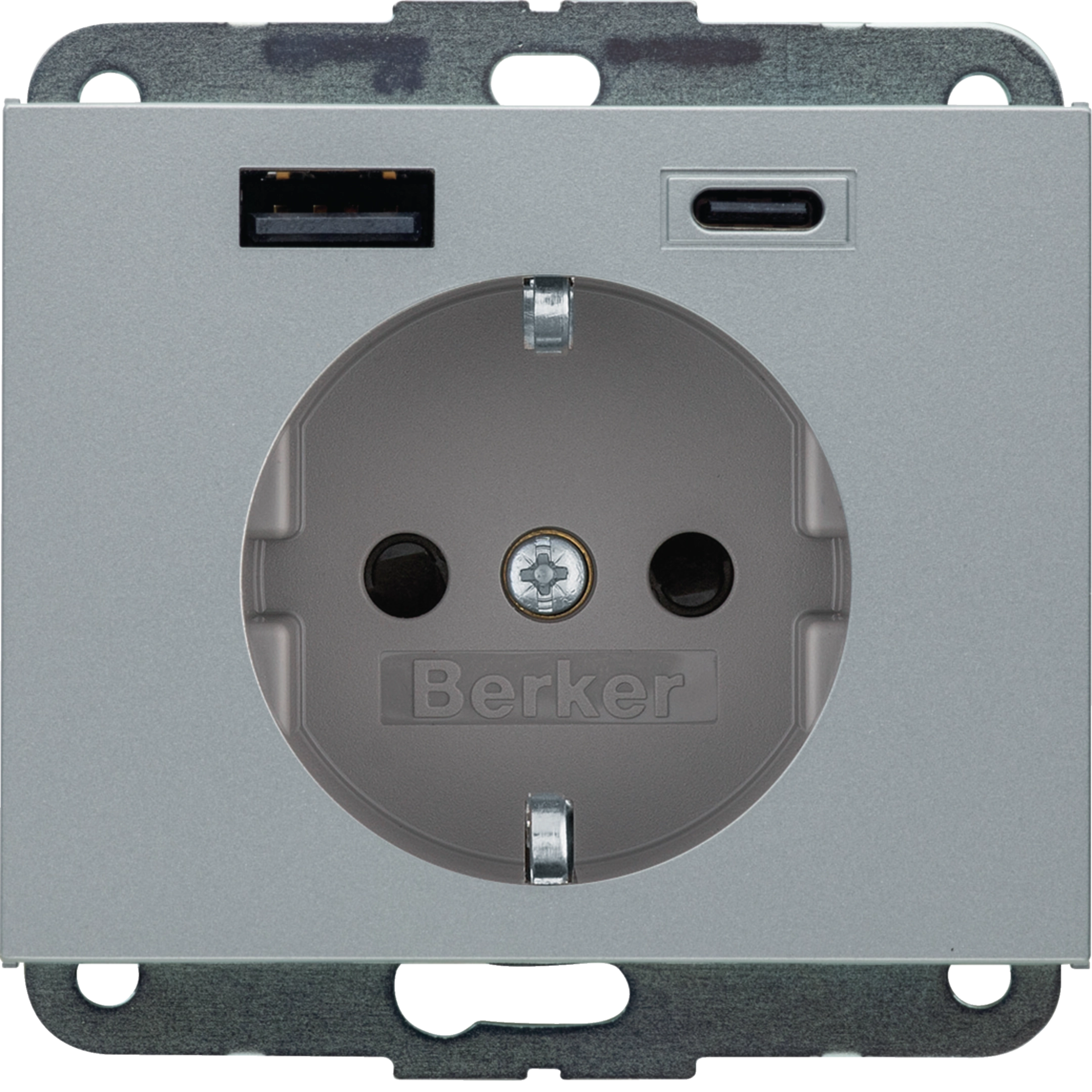 Steckdose SCHUKO/USB AC 20W PD K.x, alu matt, lackiert