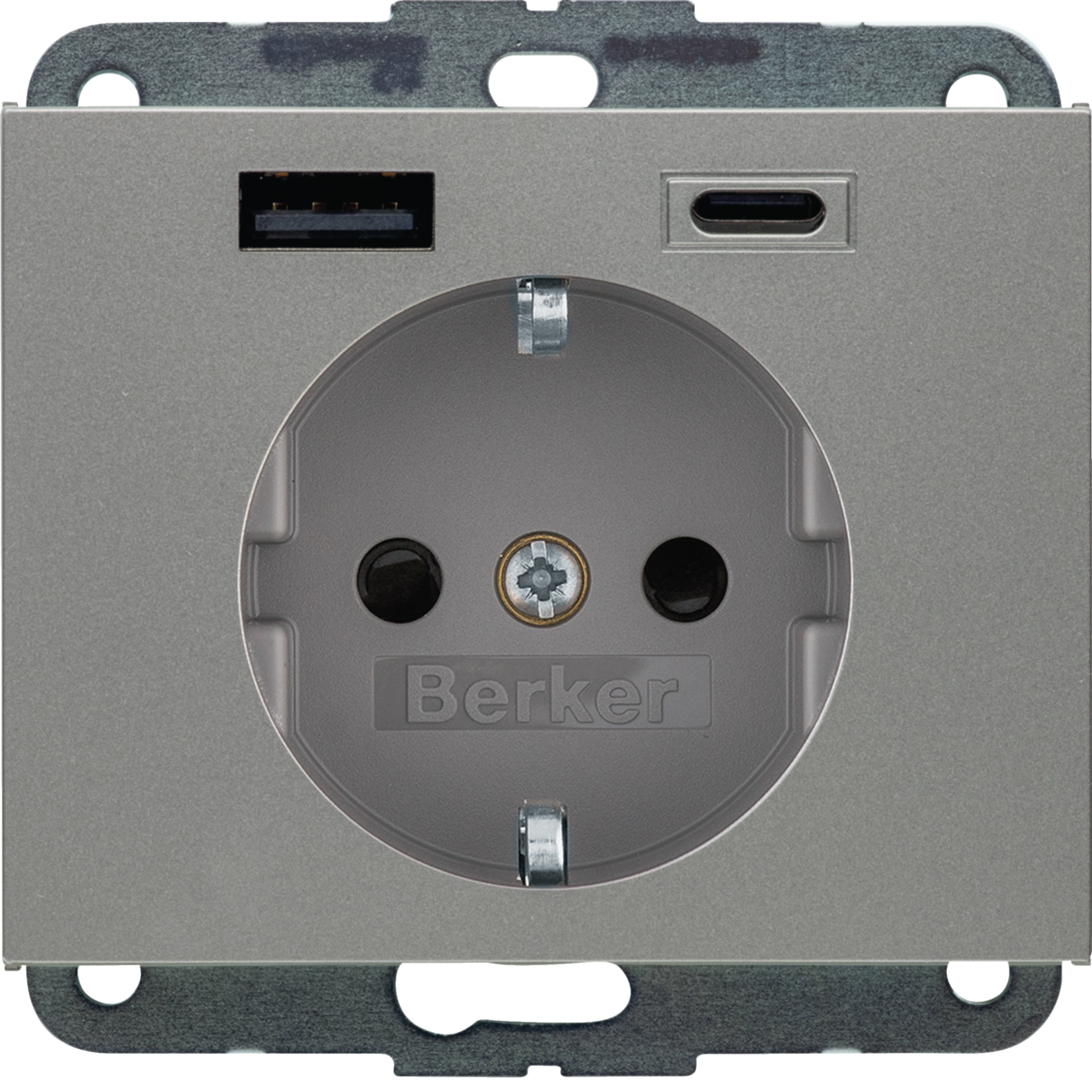 Steckdose SCHUKO/USB AC 20W PD K.x, edelstahl matt, lackiert