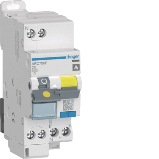 ARC706F - Disjoncteur détecteur d&#039;arcs 1P+N 3kA C-6A 2 Modules