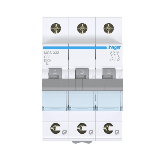 MCS332 - Minibrytare QuickConnect 3-polig 32A C-karakteristik 6kA