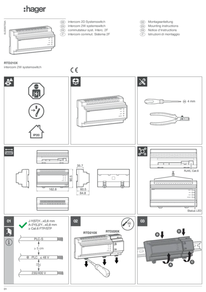 Bild Installation manual RTD210X (DE, EN, FR & IT) | Hager Deutschland