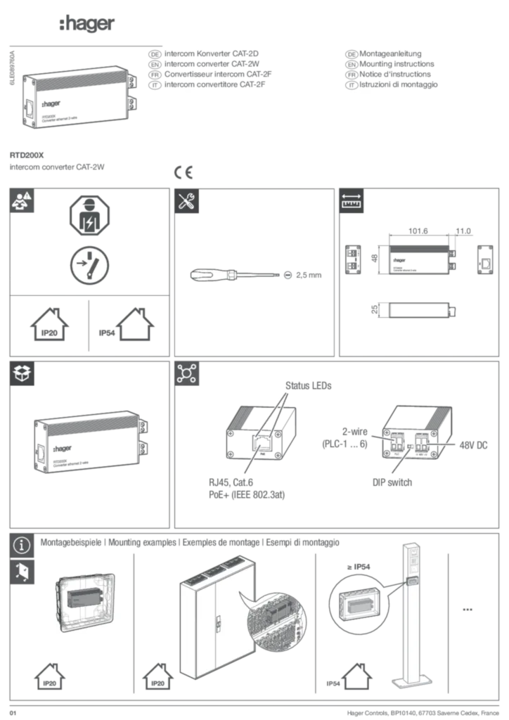 Bild Installation manual RTD200X (DE, EN, FR & IT) | Hager Deutschland