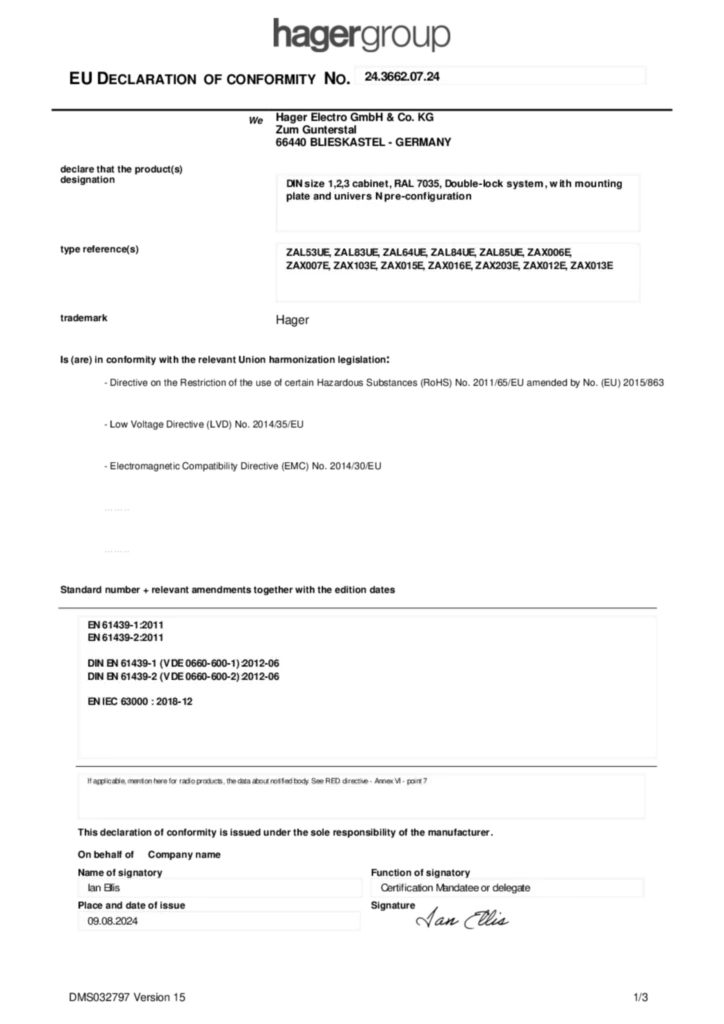 Bild Konformitätserklärung en-GB 2024-08-09 | Hager Deutschland