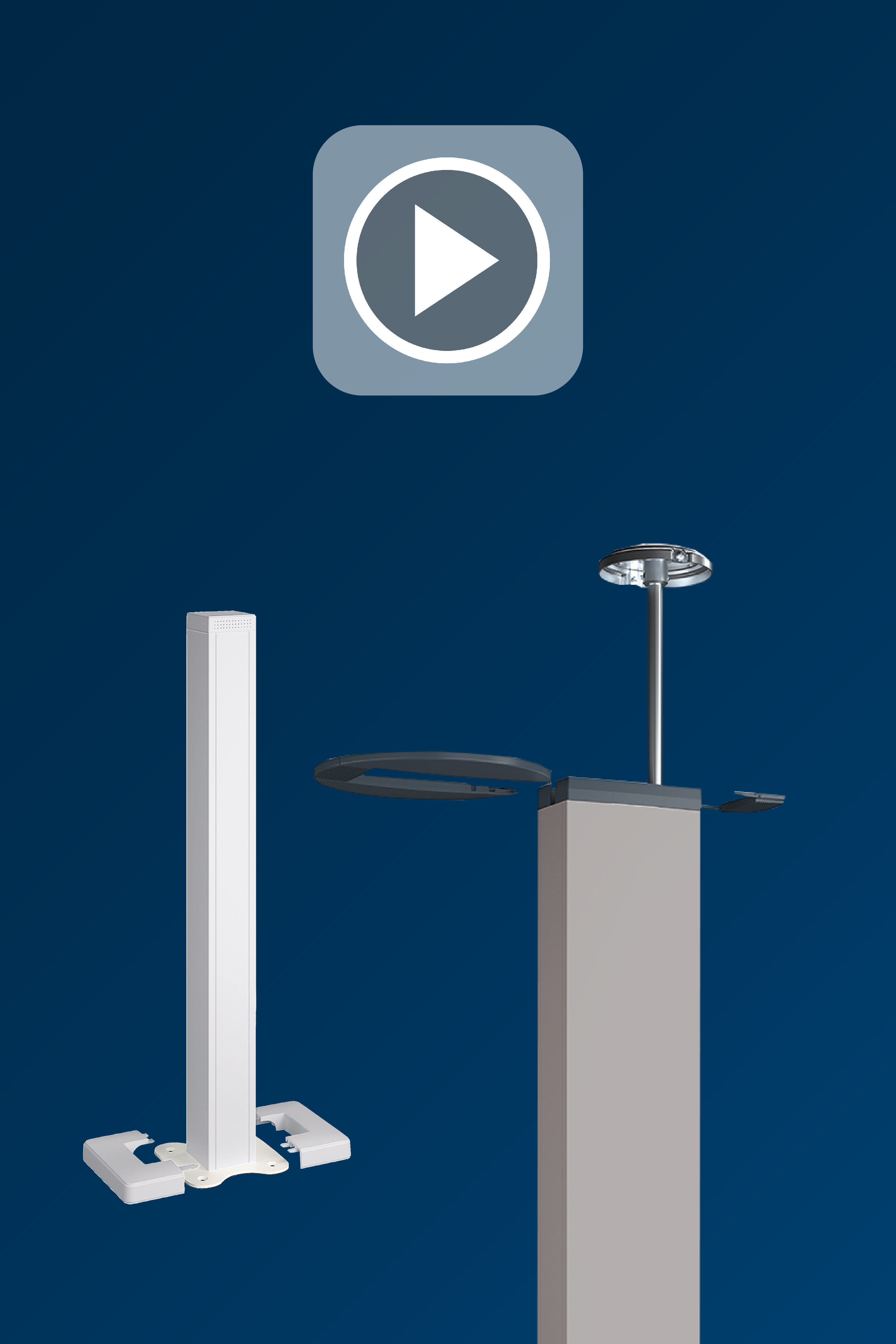 B45313 - Colonne speed Tercia CLS-C45 1 face Hmax fixation 3000 à 3300mm alu blanc