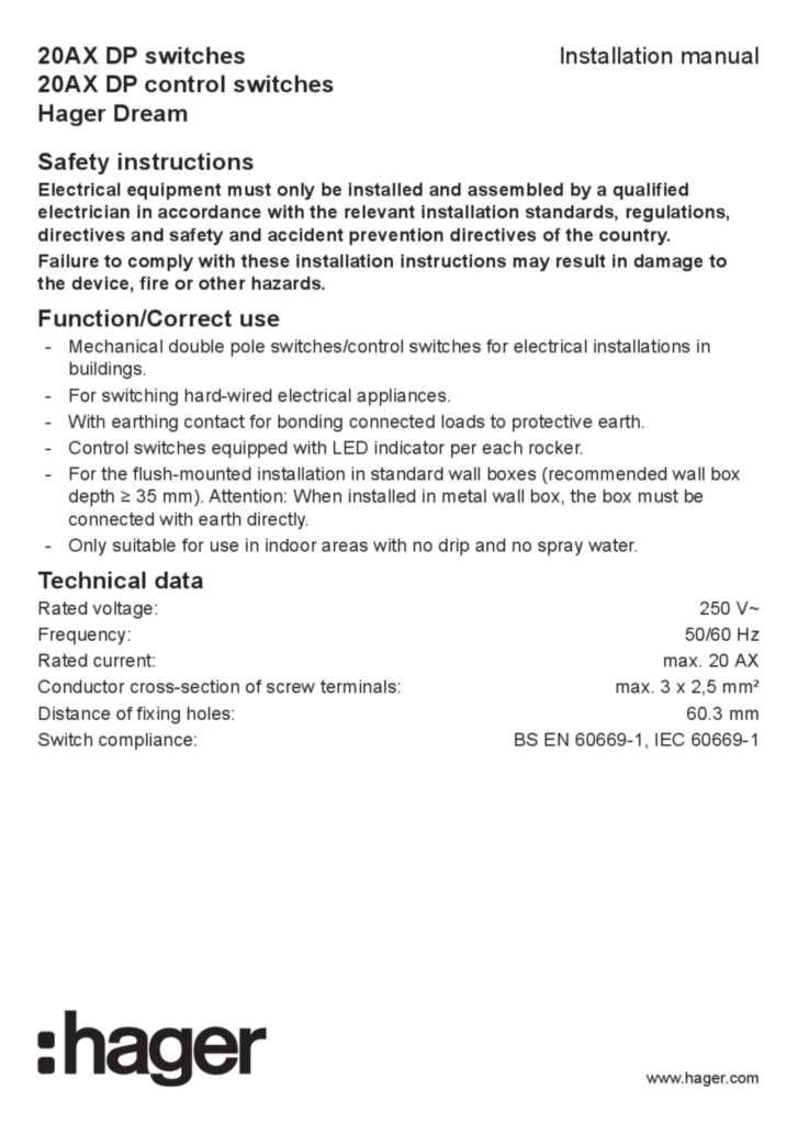 Image Installation manual en-GB 2016-02-10  | Hager Africa