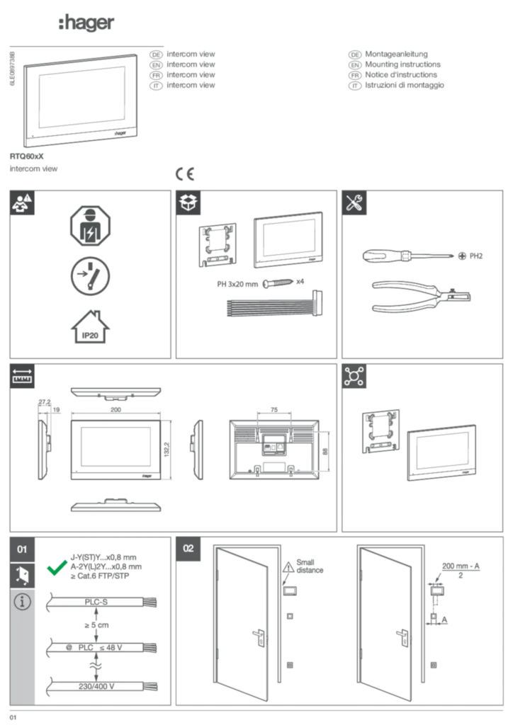 Bild Montageanleitung RTQ60xX (DE, EN, FR & IT) | Hager Deutschland