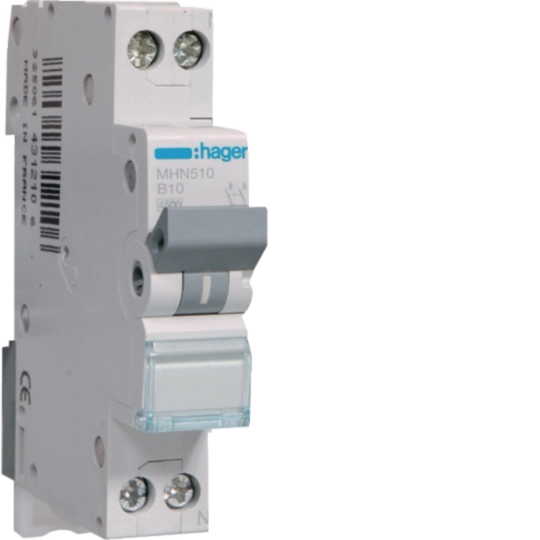MHN510 - Installatieautomaat 1p+N 10 A B-karakteristiek 4,5 kA