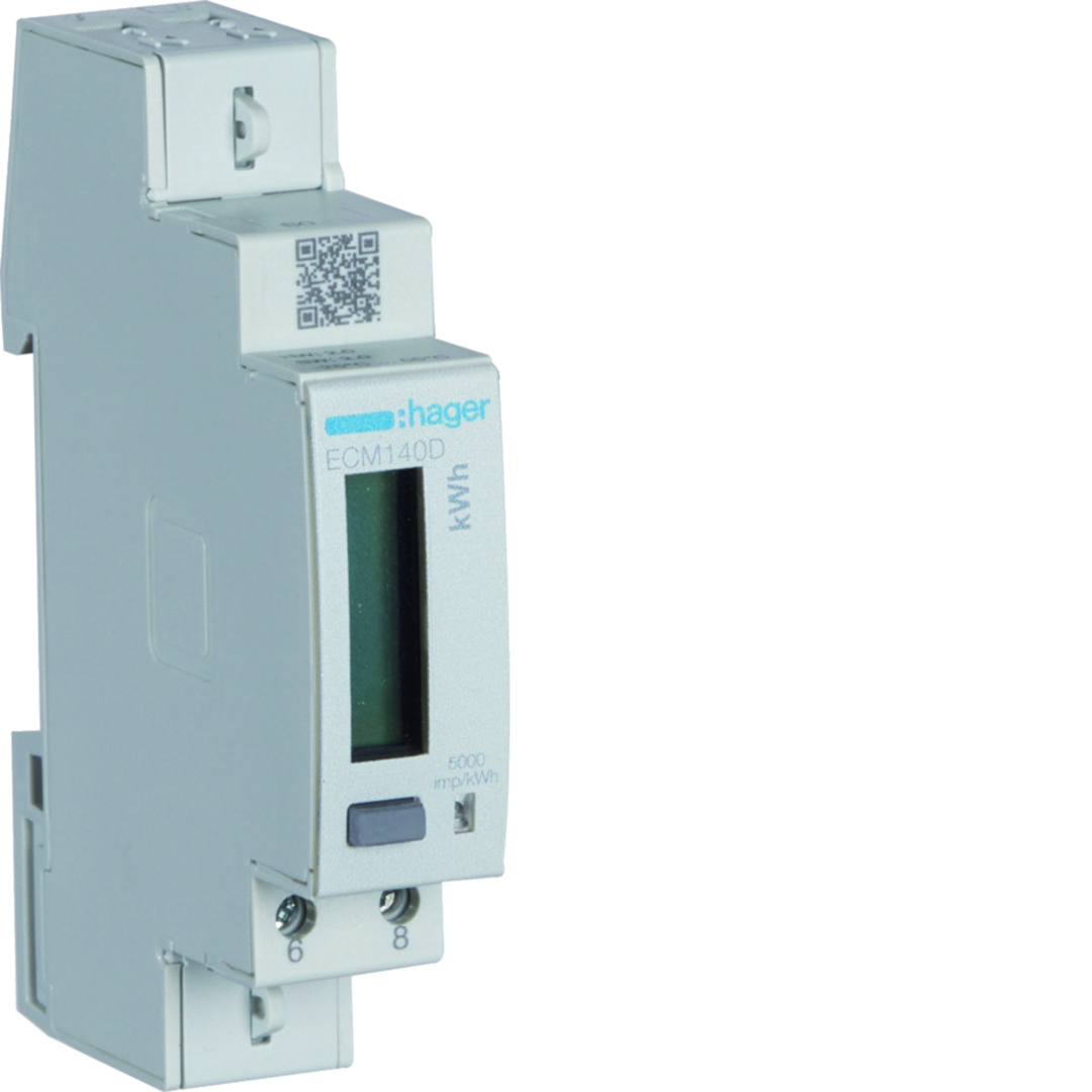 Fogyasztásmérő 1F impulzusadós LCD MID M-Bus 40A direkt elektronikus 92-276V 1-fázis 1M ECM Hager