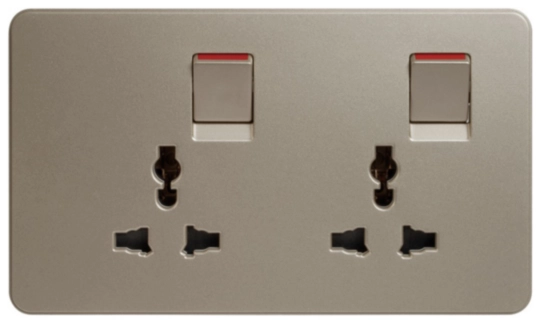 WGDS216ISEG - 16A 2 GANG SWITCHED UNIVERSAL SOCKET, Elegant Gold
