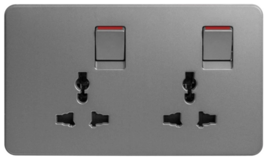 WGDS216ISIG - 16A 2 GANG SWITCHED UNIVERSAL SOCKET, Interstellar Grey