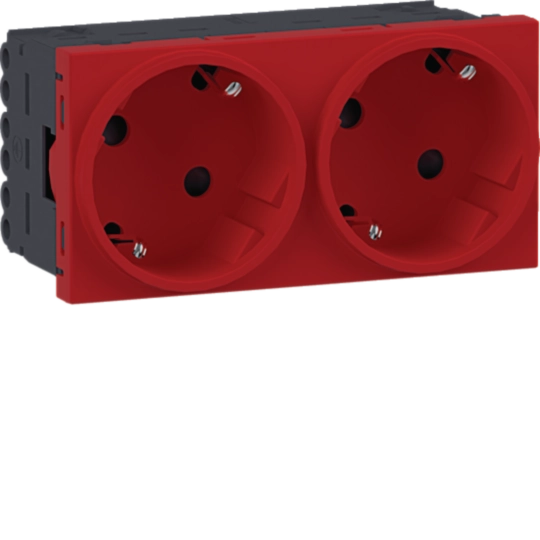 Steckdose 2-fach SCHUKO Direkt Klipping 45×45 33° Verkehrsrot