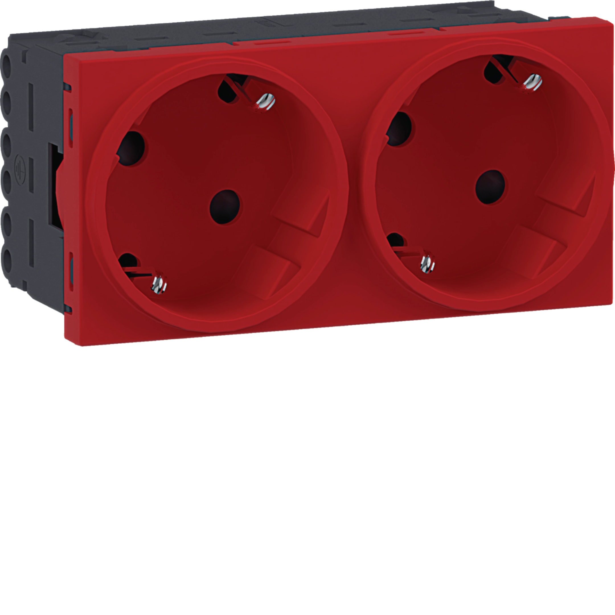 Steckdose 2-fach SCHUKO Direkt Klipping 45x45 33° Verkehrsrot