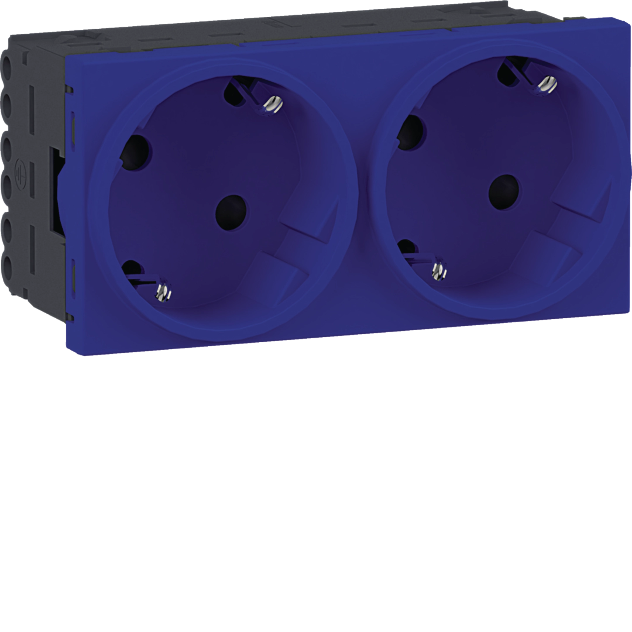 Steckdose 2-fach SCHUKO Direkt Klipping 45x45 33° Verkehrsblau