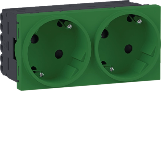 Steckdose 2-fach SCHUKO Direkt Klipping 45×45 33° Verkehrsgrün