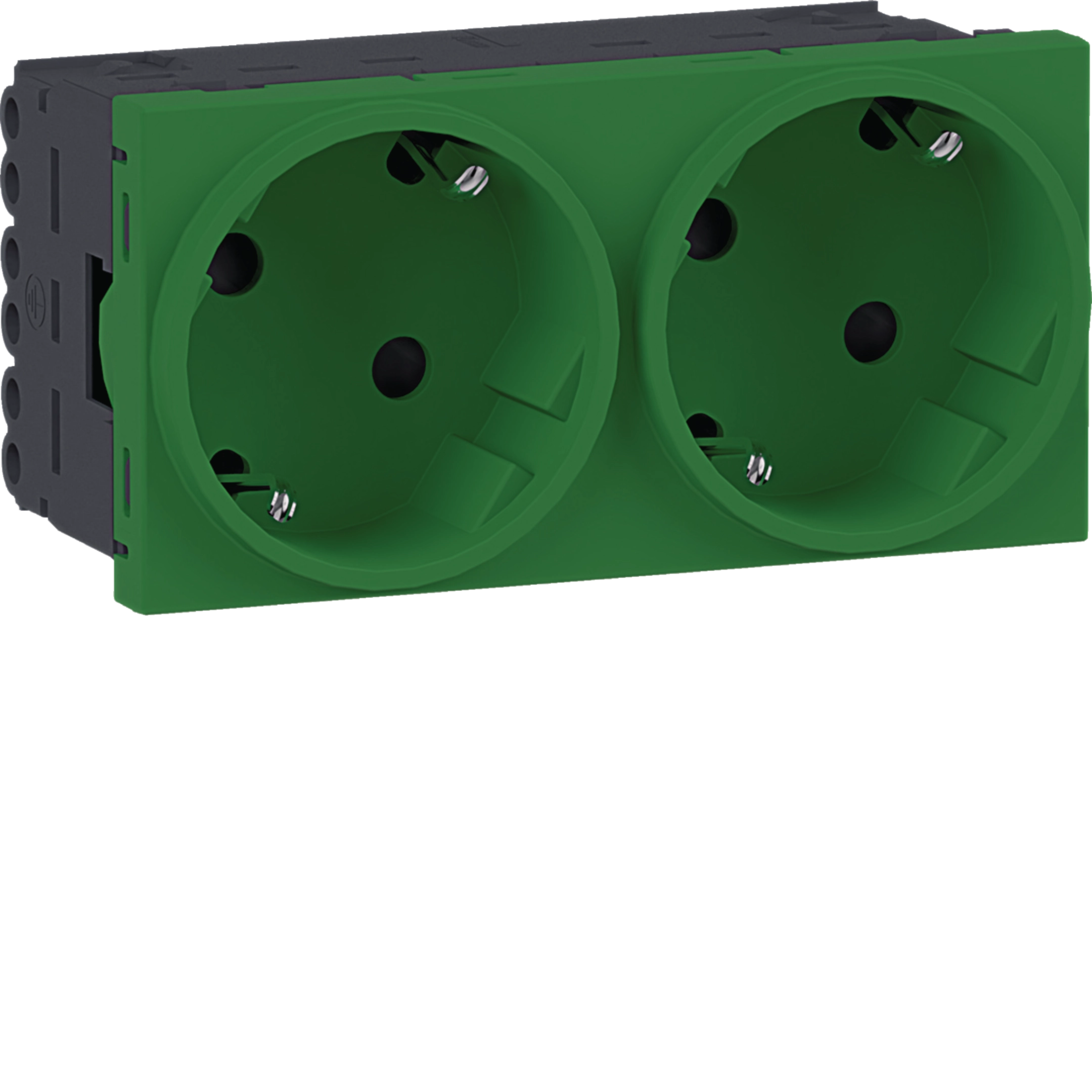 Steckdose 2-fach SCHUKO Direkt Klipping 45x45 33° Verkehrsgrün