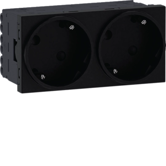 Steckdose 2-fach SCHUKO Direkt Klipping 45×45 33° Graphitschwarz