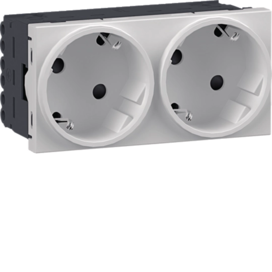 Steckdose 2-fach SCHUKO Direkt Klipping 45×45 33° Verkehrsweiß